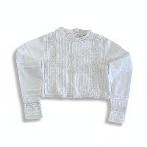 ATELIER BARN - BACK BUTTONED SHIRT WITH LACE - 100% COTTON - 4Y - NEW NO TAG